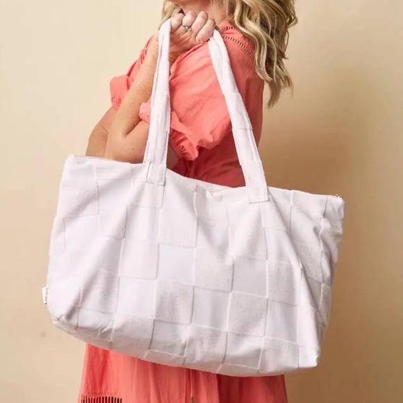 The Darling Effect - Terry Tote-Purple Check - Picture 7 of 7